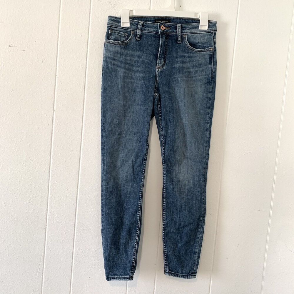 Silver Jeans Womens 27 X 27 Jeans High Note Skinny Denim Blue High Waist
